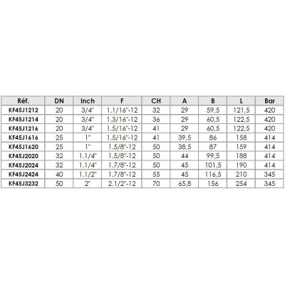 Embout Interlock femelle JIC cône 74° à 45°
