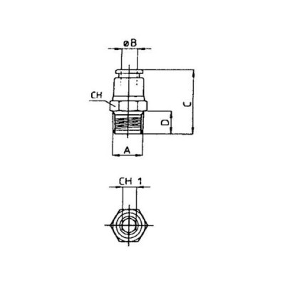 Raccord pneumatique droit mâle BSP conique