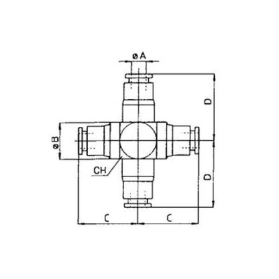 Croix égale raccord instantané pneumatique