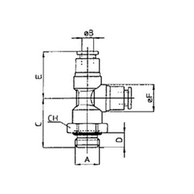 T mâle piquage central orientable, BSP cylindrique