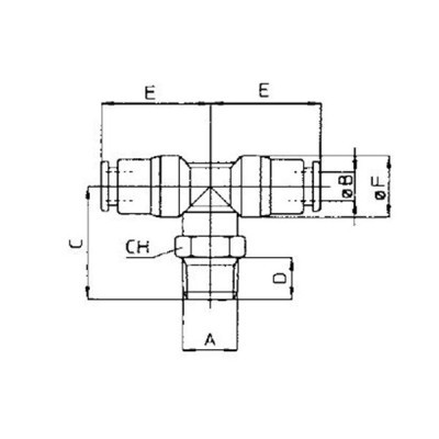 T mâle piquage central orientable BSP conique