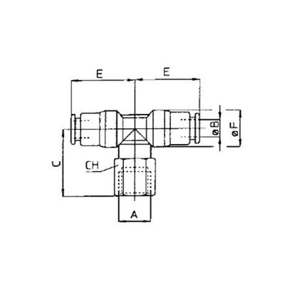 Raccord T femelle, piquage central, orientable, BSP cylindrique