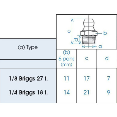 Graisseur hydraulique droit Briggs