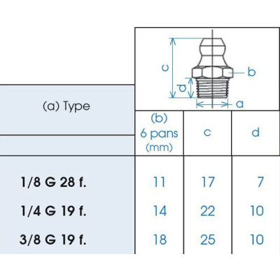 Graisseur droit filetage gaz