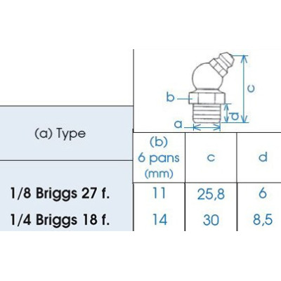 Graisseur coudé à 45° Briggs