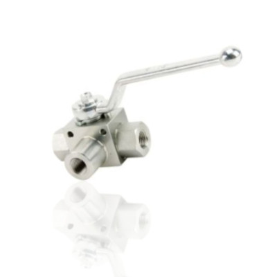 Vanne 3 voies passage en L percées inox