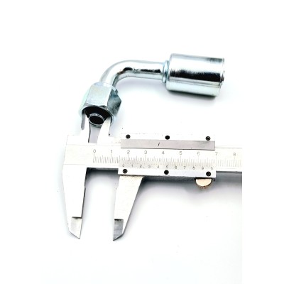 Embout à sertir avec jupe tôle 90° pour tuyau climatisation