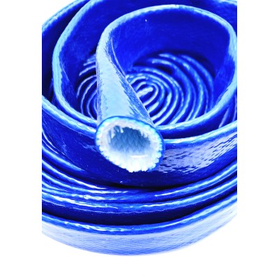 Gaine protection anti feu silicone bleu fibre de verre
