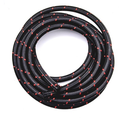 Tuyau moyenne pression circuit d'huile 180° tresse inox revêtue tresse textile noir