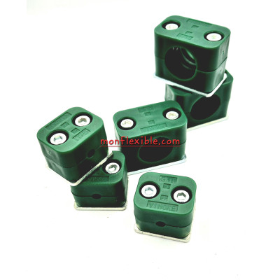 Collier de fixation simple polypropylène vert complet pour tube