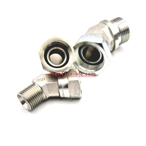 Adaptateur femelle BSP X mâle BSP coudé 45° raccord hydraulique acier