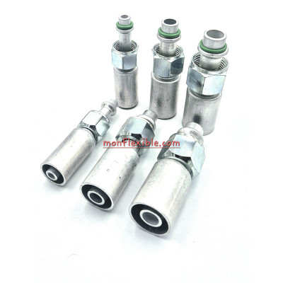 Embout pré-serti avec jupe Alu droit pour tuyau de climatisation mince R12