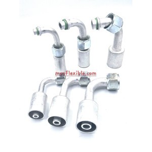 Embout pré-serti avec jupe Alu coudé 90° pour tuyau de climatisation standard R12