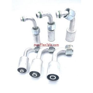 Embout pré-serti avec jupe Alu coudé 90° pour tuyau de climatisation standard R12